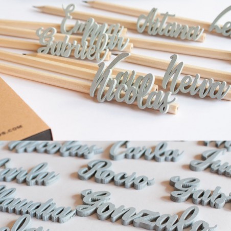 Lápices personalizados con nombres de madera